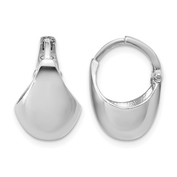 Leslie's Sterling Silver RH-Plated Polished Hinged Huggie Hoop Earrings