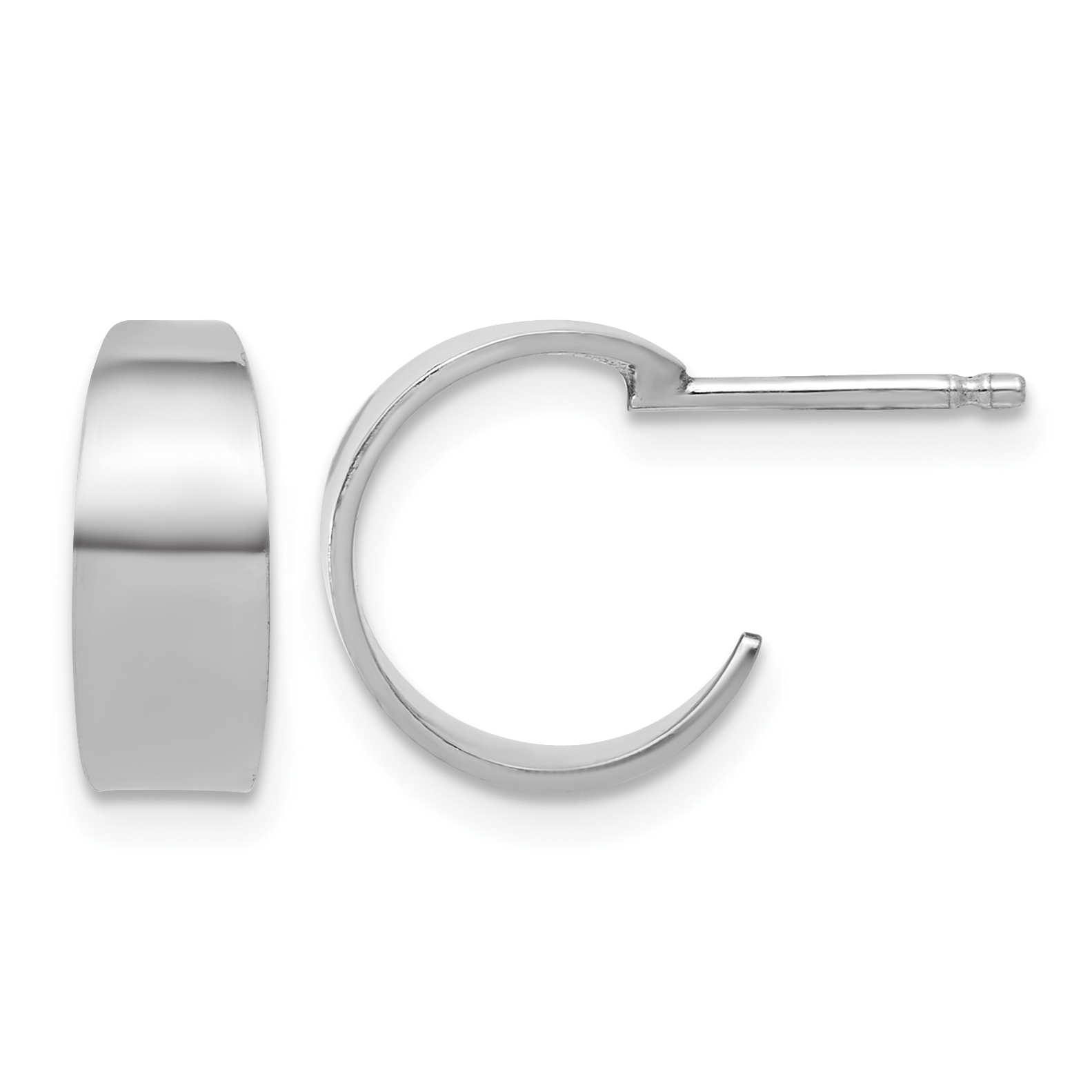 Leslie's Sterling Silver RH-plated Polished C-Hoop Post Earrings