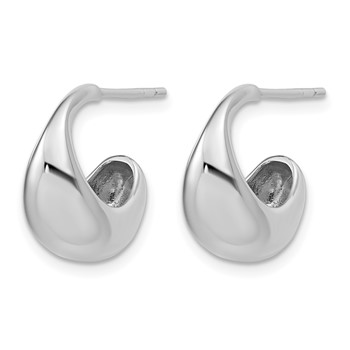 Leslie's Sterling Silver RH-Plated Polished J-Hoop Earrings — alternate view