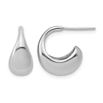 Leslie's Sterling Silver RH-Plated Polished J-Hoop Earrings