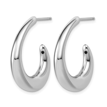 Leslie's Sterling Silver RH-plated Polished Post J-Hoop Earrings — alternate view