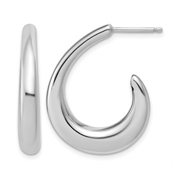 Leslie's Sterling Silver RH-plated Polished Post J-Hoop Earrings