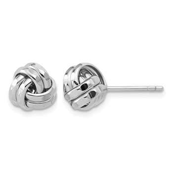 Leslie's Sterling Silver RH-plated Polished and Diamond-cut Love Knot Post
