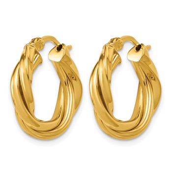 Leslie's Sterling Silver Gold-tone Polished and Twisted Hoop Earrings — alternate view