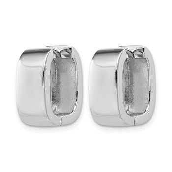 Leslie's Sterling Silver RH-plated Polished Squared Hinged Huggie Hoop Earr — alternate view
