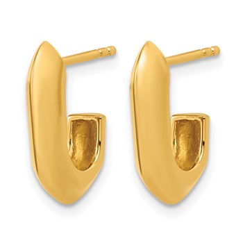 Leslie's Sterling Silver Gold-tone Polished Knife Edge J-hoop Post Earrings — alternate view