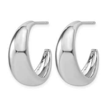 Leslie's Sterling Silver RH-plated Polished Graduated J-hoop Post Earrings — alternate view