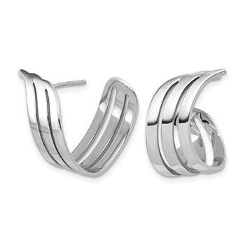 Leslie's Sterling Silver RH-plated Polished Fancy J-Hoop Post Earrings — alternate view