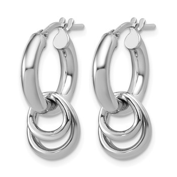 Leslie's Sterling Silver RH-plated Polished Circle Dangle Hoop Earrings — alternate view
