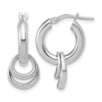 Leslie's Sterling Silver RH-plated Polished Circle Dangle Hoop Earrings