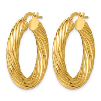 Leslie's Sterling Silver Gold-tone Grooved Hoop Earrings — alternate view