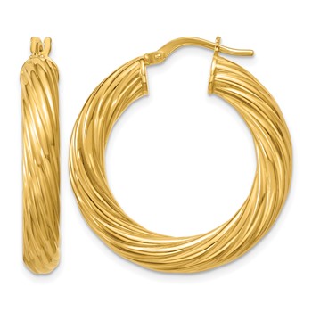 Leslie's Sterling Silver Gold-tone Grooved Hoop Earrings