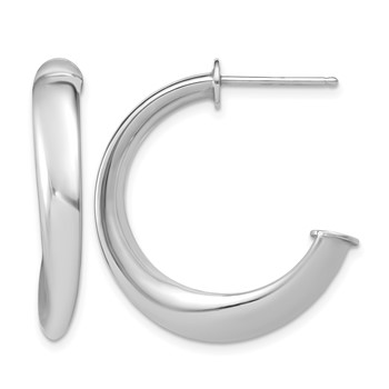 Leslie's Sterling Silver Rhod-plated Polished Twist J-Hoop Earrings
