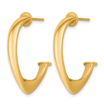 Leslie's Sterling Silver Gold-tone Polished Twist J-Hoop Earrings — alternate view
