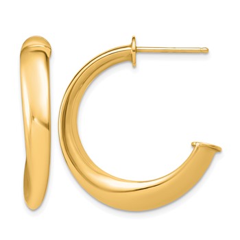 Leslie's Sterling Silver Gold-tone Polished Twist J-Hoop Earrings