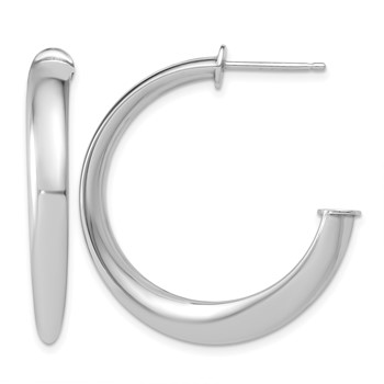 Leslie's Sterling Silver Rhod-plated Polished Twist J-Hoop Earrings