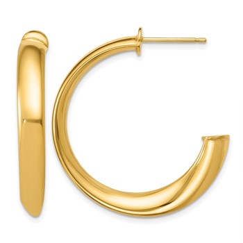 Leslie's Sterling Silver Gold-tone Polished Twist J-Hoop Earrings