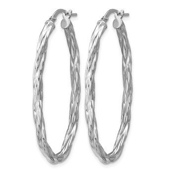 Leslie's Sterling Silver RH-plated Polished Twisted Oval Hoop Earrings — alternate view