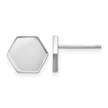 Leslie's Sterling Silver RH-plated Polished Geometric Post Earrings