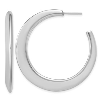 Leslie's Sterling Silver Rh-Plated Polished Graduated J-hoop Post Earrings
