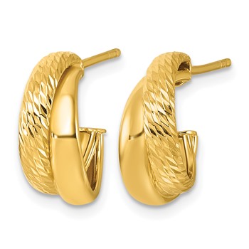 Leslie's Sterling Silver Gold-tone Polished D/C Criss-cross J-hoop Post Ear — alternate view