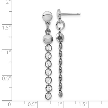 Leslie's SS and Ruthenium-plated Diamond-cut Post Dangle Earrings — alternate view