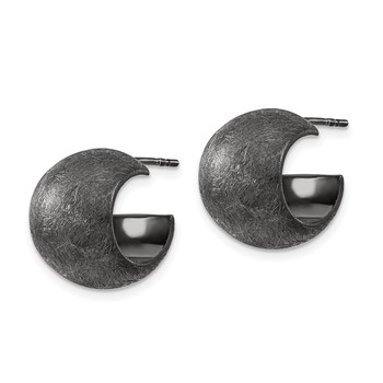 Leslie's Sterling Silver & Black Ruthenium-plated Scratch Finish Post C-Hoop Earrings — alternate view