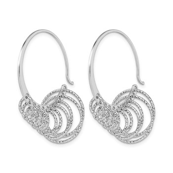 Leslie's Sterling Silver RH-plated Polished and Laser-cut Hoop Earrings — alternate view