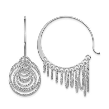 Leslie's Sterling Silver RH-plated Polished and Laser-cut Hoop Earrings