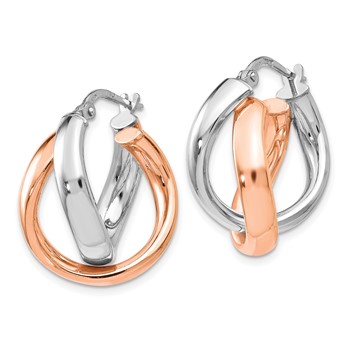 Leslie's Sterling Silver Rose Gold-plated Double Hoop Earrings — alternate view