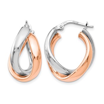 Leslie's Sterling Silver Rose Gold-plated Double Hoop Earrings