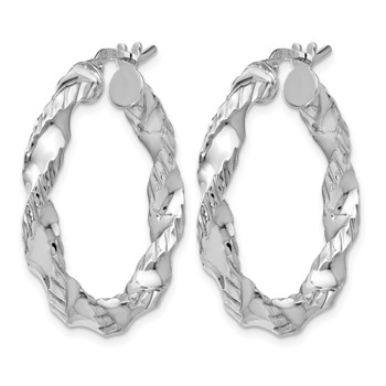 Leslie's Sterling Silver RH-plated Polished Twisted Hinged Hoop Earrings — alternate view