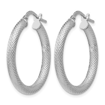 Leslie's Sterling Silver RH-plated Textured Hinged Hoop Earrings — alternate view