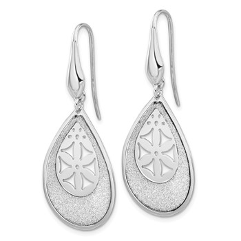 Leslie's SS Polished Lasercut Flower Teardrop Dangle Earrings — alternate view