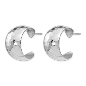 Leslie's Sterling Silver RH-plated Polished Hammered Post Earrings — alternate view