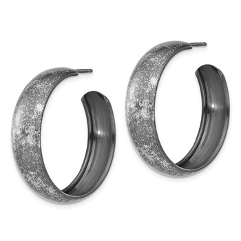 Leslie's Sterling Silver Ruthenium-plated Post Hoop Earrings — alternate view