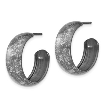 Leslie's Sterling Silver Ruthenium-plated Post Hoop Earrings — alternate view