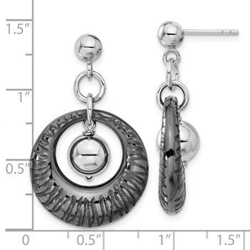 Leslie's SS Ruthenium-plated Polished & Textured Dangle Earrings — alternate view