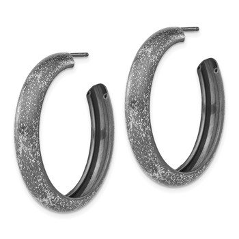 Leslie's Sterling Silver Ruthenium-plated Post Hoop Earrings — alternate view