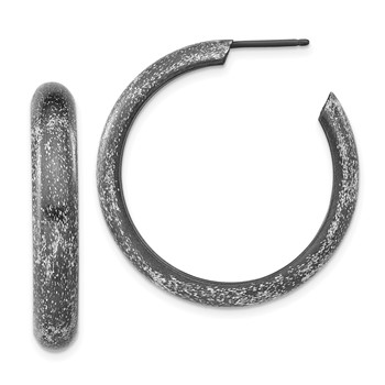 Leslie's Sterling Silver Ruthenium-plated Post Hoop Earrings
