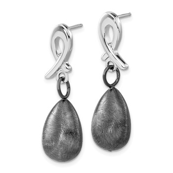 Leslie's SS Ruthenium-plated Polished/Scratch Finish Post Dangle Earrings — alternate view