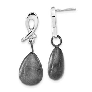 Leslie's SS Ruthenium-plated Polished/Scratch Finish Post Dangle Earrings