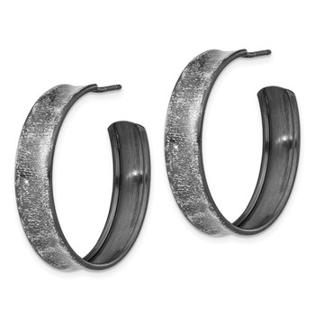 Leslie's Sterling Silver Ruthenium-plated Post Hoop Earrings — alternate view