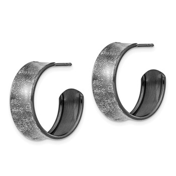 Leslie's Sterling Silver Ruthenium-plated Post Hoop Earrings — alternate view