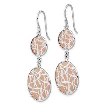 Leslie's SS Rose Gold-plated Laser Design & Satin Circles Dangle Earrings — alternate view