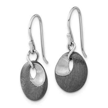 Leslie's SS Ruthenium-plated Scratch Finish Oval Dangle Earrings — alternate view
