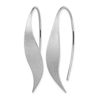 Leslie's Sterling Silver Rhodium-plated Polished & Brushed Earrings — alternate view