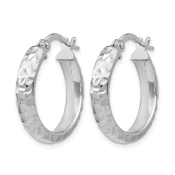 Leslie's SS Radiant Essence Rhodium-plated Hinged Hoop Earrings — alternate view