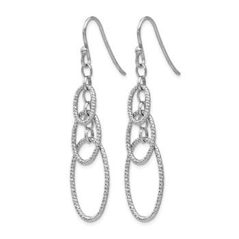 Leslie's Sterling Silver RH-plt Textured Dangle Shepherd Hook Earrings — alternate view