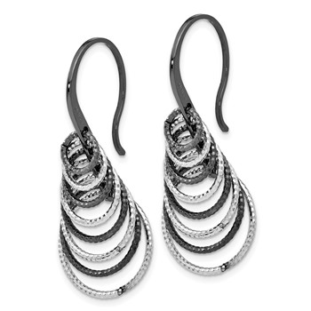 Leslie's Sterling Silver Ruthenium-plated Laser Textured Earrings — alternate view